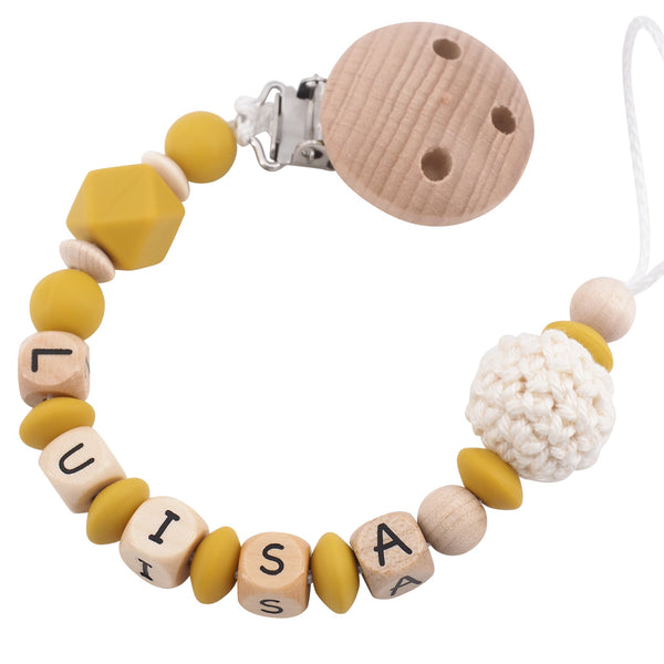 Schnullerkette mit Namen Jungen und Mädchen Häkelperle